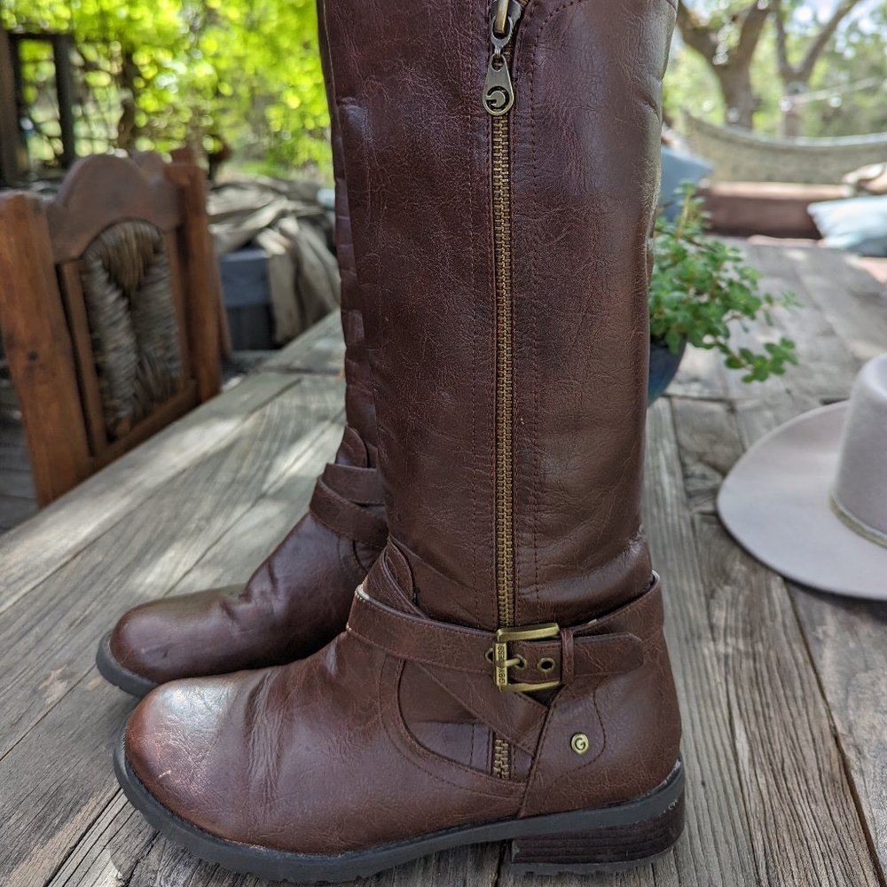 Guess Brown Leather Boots Sz 9M